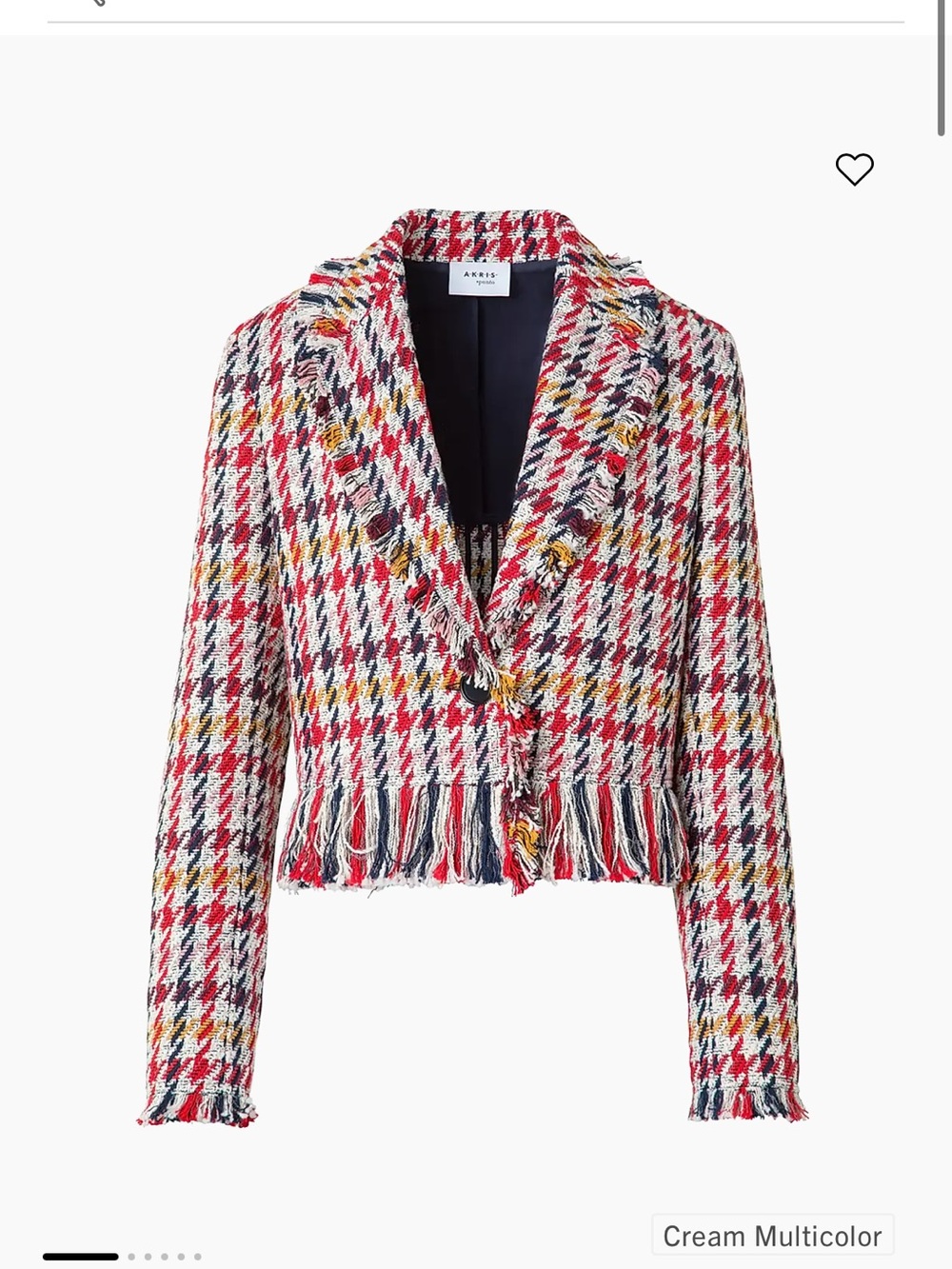 Akris Punto Multicolor Tweed Fringed Cropped Blazer